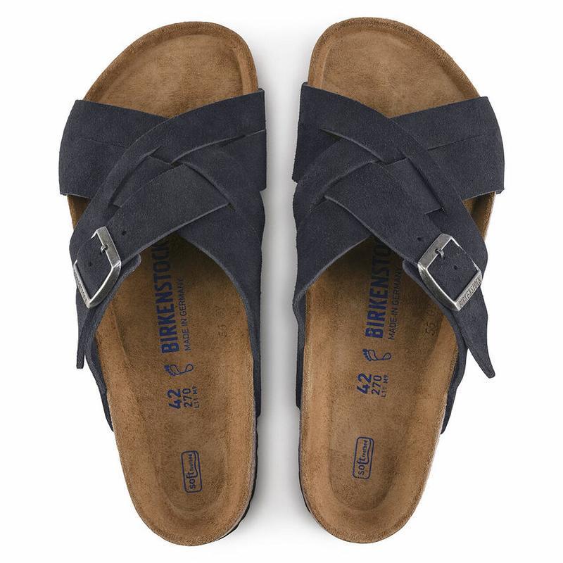 Birkenstock Lugano Soft Footbed Ruskind Sandaler Dame Sort | DK 348EBC